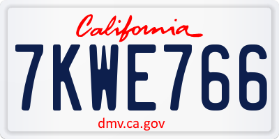 CA license plate 7KWE766