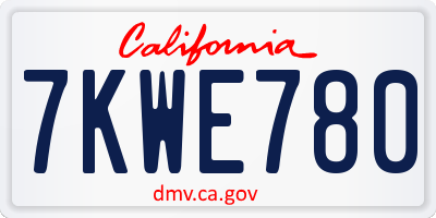 CA license plate 7KWE780