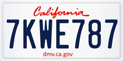 CA license plate 7KWE787