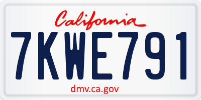CA license plate 7KWE791