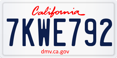 CA license plate 7KWE792