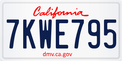 CA license plate 7KWE795