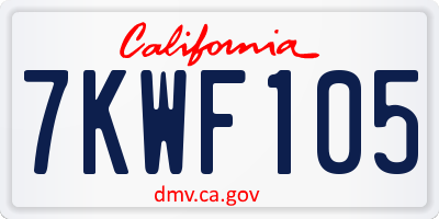 CA license plate 7KWF105