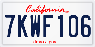 CA license plate 7KWF106