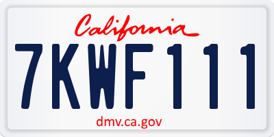 CA license plate 7KWF111