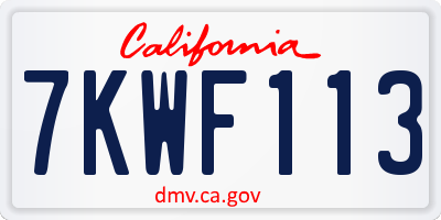 CA license plate 7KWF113