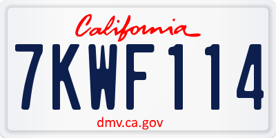 CA license plate 7KWF114