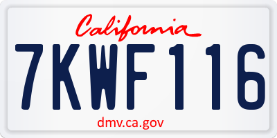 CA license plate 7KWF116