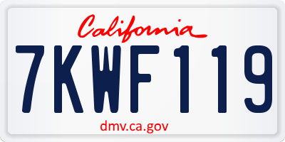 CA license plate 7KWF119