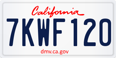 CA license plate 7KWF120