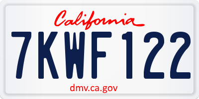 CA license plate 7KWF122