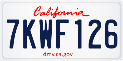 CA license plate 7KWF126
