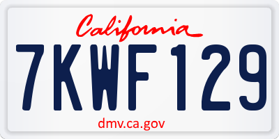 CA license plate 7KWF129