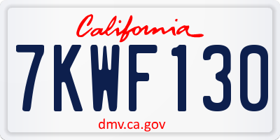CA license plate 7KWF130