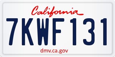 CA license plate 7KWF131