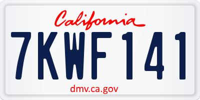 CA license plate 7KWF141