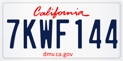 CA license plate 7KWF144