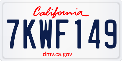 CA license plate 7KWF149