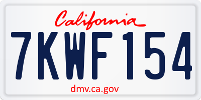 CA license plate 7KWF154