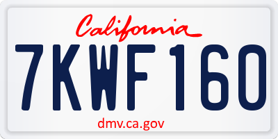CA license plate 7KWF160