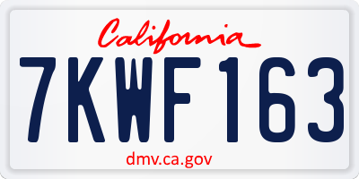 CA license plate 7KWF163