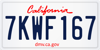 CA license plate 7KWF167
