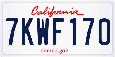 CA license plate 7KWF170