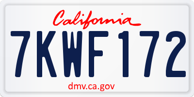 CA license plate 7KWF172