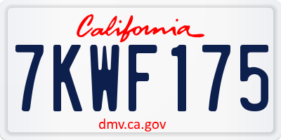 CA license plate 7KWF175