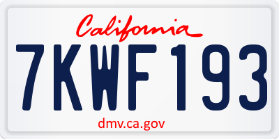 CA license plate 7KWF193