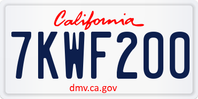CA license plate 7KWF200