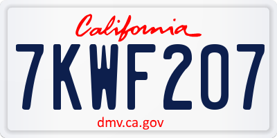 CA license plate 7KWF207