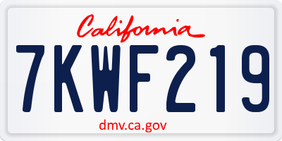 CA license plate 7KWF219