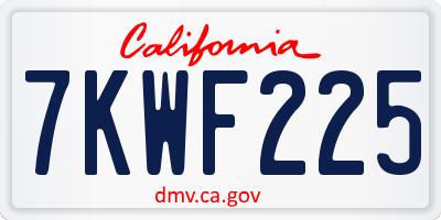 CA license plate 7KWF225