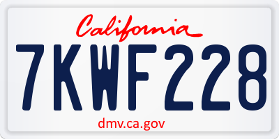 CA license plate 7KWF228