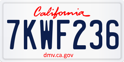 CA license plate 7KWF236