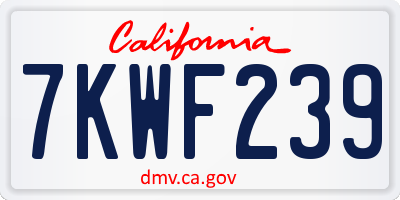 CA license plate 7KWF239