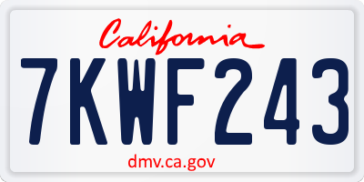 CA license plate 7KWF243