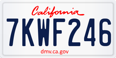 CA license plate 7KWF246