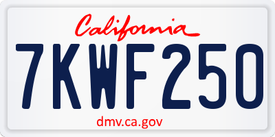 CA license plate 7KWF250