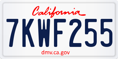 CA license plate 7KWF255