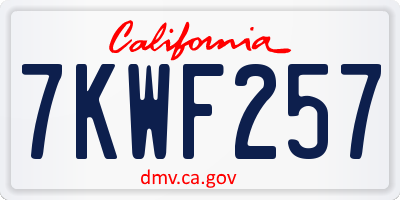 CA license plate 7KWF257