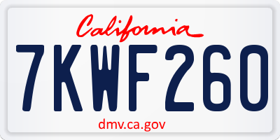 CA license plate 7KWF260