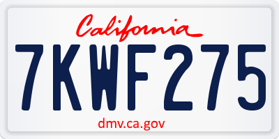 CA license plate 7KWF275