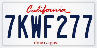 CA license plate 7KWF277