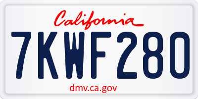CA license plate 7KWF280