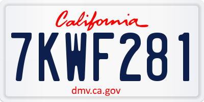 CA license plate 7KWF281