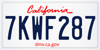 CA license plate 7KWF287