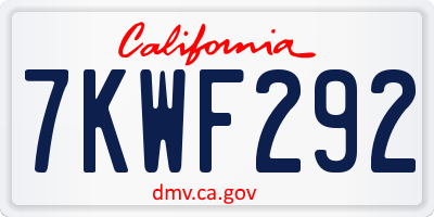 CA license plate 7KWF292