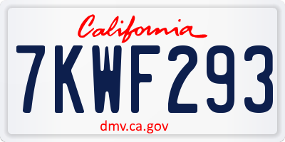 CA license plate 7KWF293